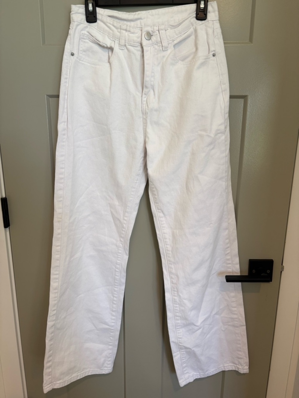 Women’s White Straight-Leg Jeans - Picture 1 of 5